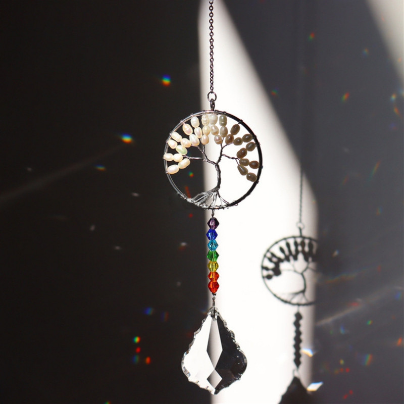 Crystal Tree of Life Catchers Crystals Ball Privjesak Rainbow Maker Viseći Suncatcher Ukras za prozor Dekoracija kućnog vrta