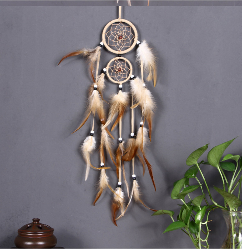 Vintage διακόσμηση σπιτιού Retro Feather Dream Catcher Κυκλικά Φτερά Κρεμαστά στον τοίχο Dream Catchers Διακόσμηση για αυτοκίνητο