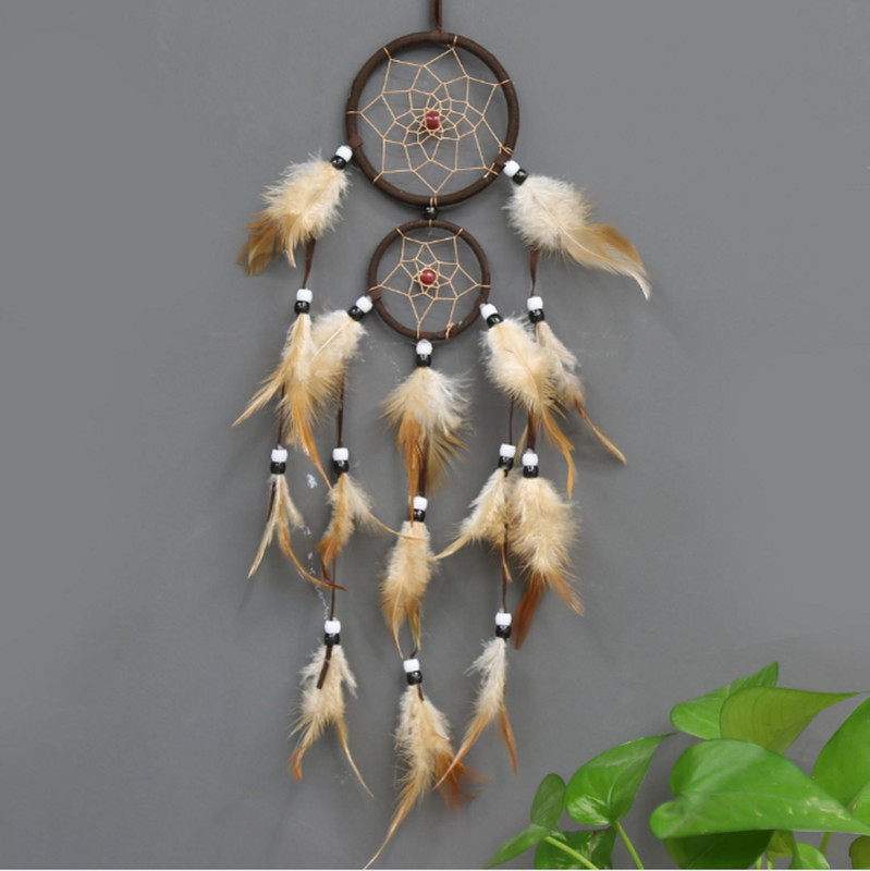 Vintage διακόσμηση σπιτιού Retro Feather Dream Catcher Κυκλικά Φτερά Κρεμαστά στον τοίχο Dream Catchers Διακόσμηση για αυτοκίνητο