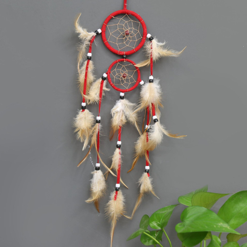 Vintage διακόσμηση σπιτιού Retro Feather Dream Catcher Κυκλικά Φτερά Κρεμαστά στον τοίχο Dream Catchers Διακόσμηση για αυτοκίνητο