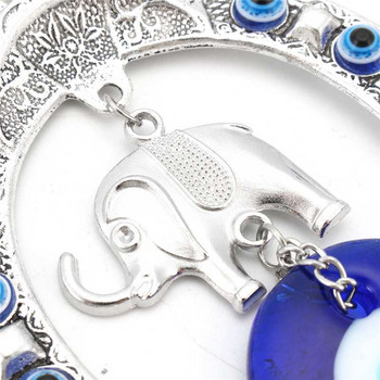 Турски амулет със сини очи Подкова със слонска панделка Етнически стенни висящи висулки за късмет Вятърни камбанки Подарък за декорация на дома за кола