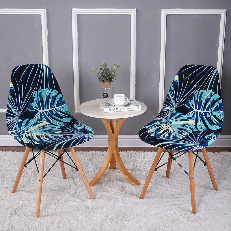 Spausdintas „Shell“ kėdės užvalkalas Elastinis valgomojo kėdės užvalkalas „Spandex“ berankis kėdės užvalkalas, skirtas biuro virtuvei banketams namų sėdynių užvalkalai