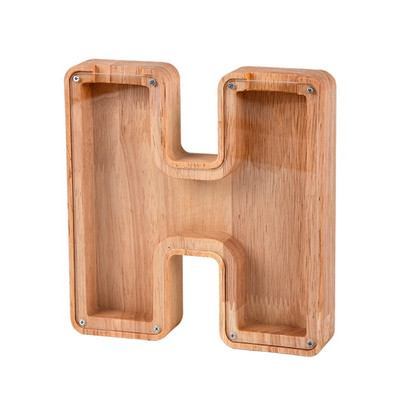 Divdesmit seši angļu alfabēta cūciņa banka koka monētu naudas taupīšanas kaste, monētu glabāšanas kaste, galddatora rotājumi mājas dekorēšanai