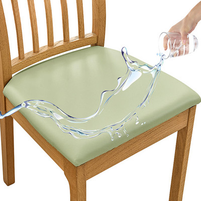 Δερμάτινο κάλυμμα καρέκλας PU Αδιάβροχο τετράγωνο κάλυμμα μαξιλαριού καρέκλας Spandex Stretch καλύμματα καθίσματος καρέκλας Αποσπώμενο προστατευτικό καρέκλας κουζίνας