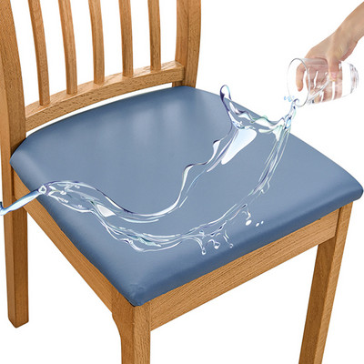 Δερμάτινο κάλυμμα καρέκλας PU Αδιάβροχο τετράγωνο κάλυμμα μαξιλαριού καρέκλας Spandex Stretch καλύμματα καθίσματος καρέκλας Αποσπώμενο προστατευτικό καρέκλας κουζίνας