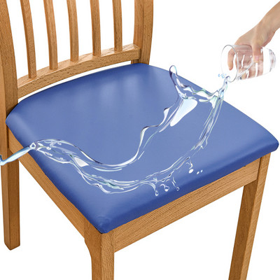Δερμάτινο κάλυμμα καρέκλας PU Αδιάβροχο τετράγωνο κάλυμμα μαξιλαριού καρέκλας Spandex Stretch καλύμματα καθίσματος καρέκλας Αποσπώμενο προστατευτικό καρέκλας κουζίνας