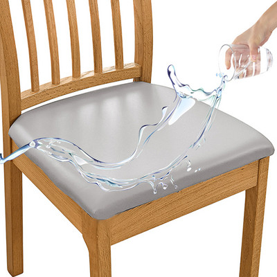 Δερμάτινο κάλυμμα καρέκλας PU Αδιάβροχο τετράγωνο κάλυμμα μαξιλαριού καρέκλας Spandex Stretch καλύμματα καθίσματος καρέκλας Αποσπώμενο προστατευτικό καρέκλας κουζίνας