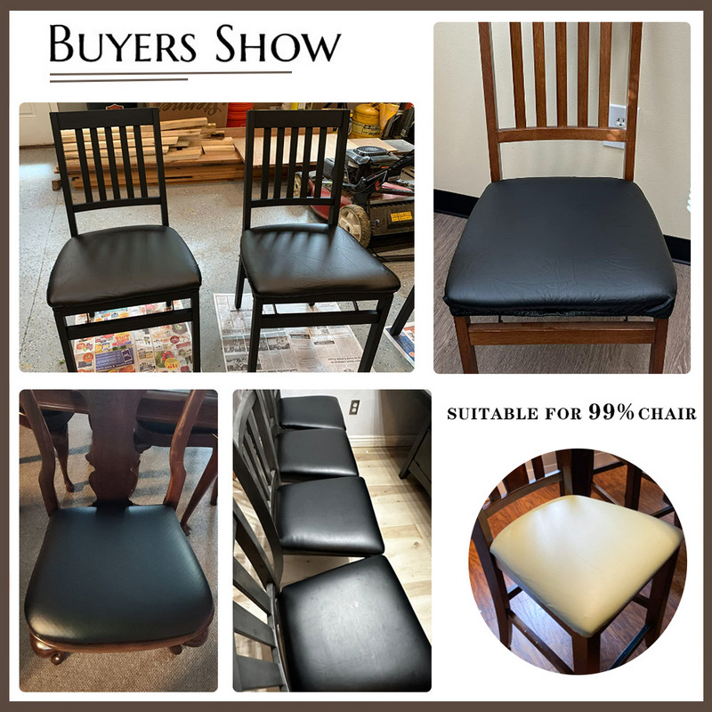 Δερμάτινο κάλυμμα καρέκλας PU Αδιάβροχο τετράγωνο κάλυμμα μαξιλαριού καρέκλας Spandex Stretch καλύμματα καθίσματος καρέκλας Αποσπώμενο προστατευτικό καρέκλας κουζίνας