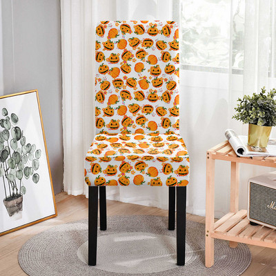Κάλυμμα καρέκλας Stretch Halloween Μαύρη γάτα Ghost Pattern Ελαστικά καλύμματα καρέκλας για τραπεζαρία Resterant Housse De Chaise