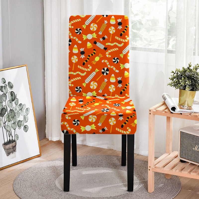Κάλυμμα καρέκλας Stretch Halloween Μαύρη γάτα Ghost Pattern Ελαστικά καλύμματα καρέκλας για τραπεζαρία Resterant Housse De Chaise