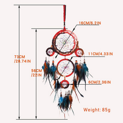 36 krāsu lidojoši vēja zvani sapņu tīkla ķērājs ar rokām darinātas dāvanas spalvu kulons, radoši dobi vēja zvani pie sienas