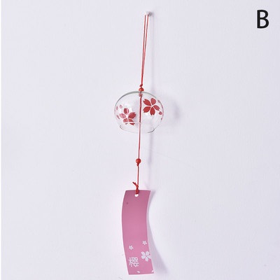 1gb Romantic Crafts Japāņu ķiršu ziedu stikla vēja zvani zvani Mājas dārza biroja rotājums iekštelpu logu piekārtiem dekoriem