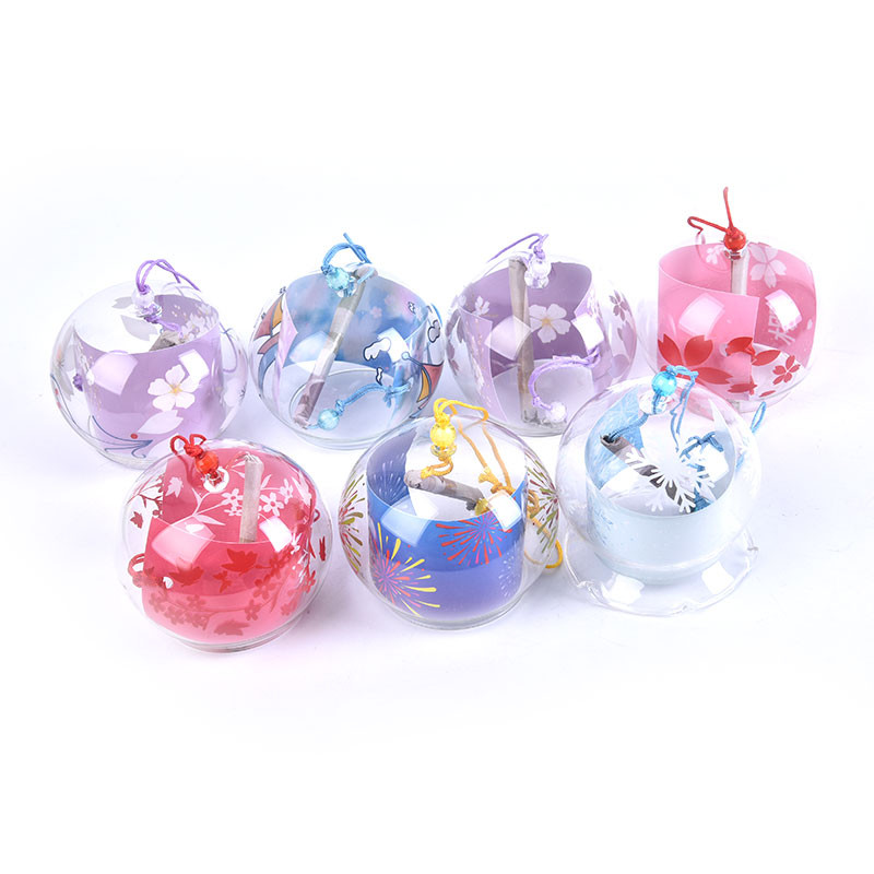 1gb Romantic Crafts Japāņu ķiršu ziedu stikla vēja zvani zvani Mājas dārza biroja rotājums iekštelpu logu piekārtiem dekoriem