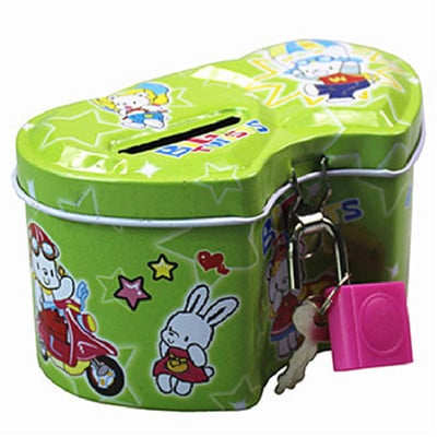 Karikatūra Metāla cūciņa banka ar slēdzenes atslēgu Naudas monētu seifa naudas kaste Radošs monētu futrālis Bērniem jaukas rotaļlietas bērniem dzimšanas dienas dāvanas