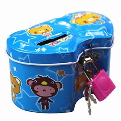 Karikatūra Metāla cūciņa banka ar slēdzenes atslēgu Naudas monētu seifa naudas kaste Radošs monētu futrālis Bērniem jaukas rotaļlietas bērniem dzimšanas dienas dāvanas
