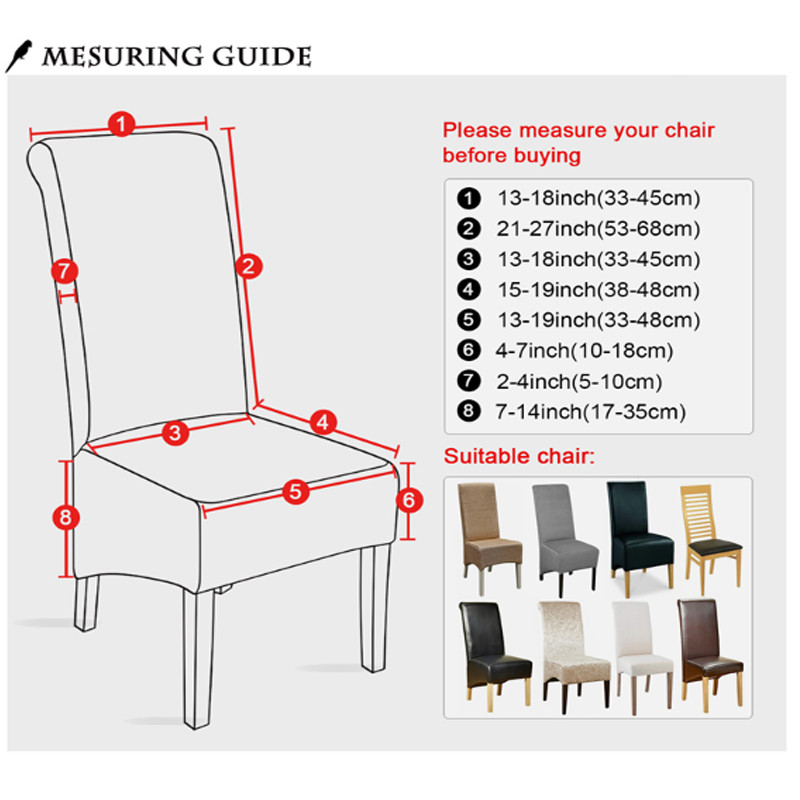 Vízálló székhuzat Stretch XL méretű hosszú háttámla székhuzatok üléshuzatok háttámlával esküvői ebédlői székek konyhába