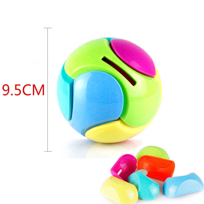 Piggy Bank plastiko surinkimo dėlionė, spalvinga apvalaus rutulio dizaino 3D dėlionė, intelektualinio ugdymo žaislai vaikams