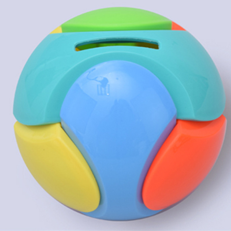 Piggy Bank plastiko surinkimo dėlionė, spalvinga apvalaus rutulio dizaino 3D dėlionė, intelektualinio ugdymo žaislai vaikams