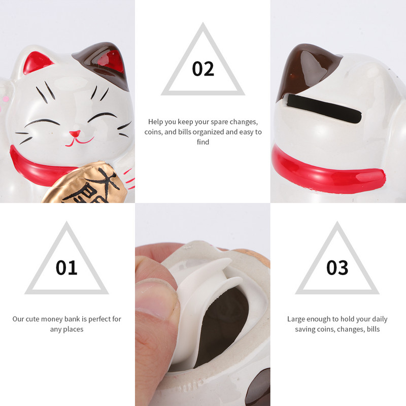 Kaķu banka cūciņa Lucky Kidsmoney Fortūna Maneki Neko Banks Ķīniešu fen šui vicina karikatūras kaste Saving japāņu āziešu dzīvnieka figūriņa