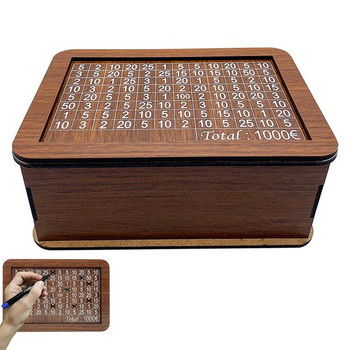 Кутия за пари с плот Дървена декоративна касичка Естествена банкичка за възрастни Подаръци за рожден ден Колежанска цел за спестявания 1000