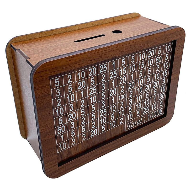 Pinigų dėžutė su stalviršiu medinė dekoratyvinė taupyklė Natūralus suaugusiųjų pinigų bankas gimtadienio dovanos koledžo santaupos 1000