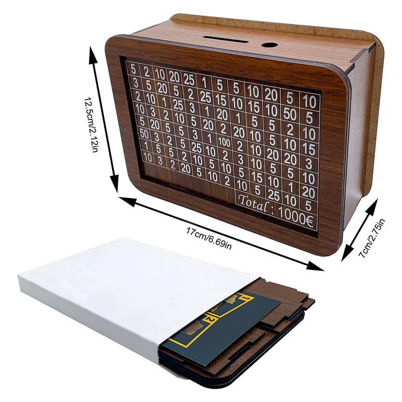 Pinigų dėžutė su stalviršiu medinė dekoratyvinė taupyklė Natūralus suaugusiųjų pinigų bankas gimtadienio dovanos koledžo santaupos 1000