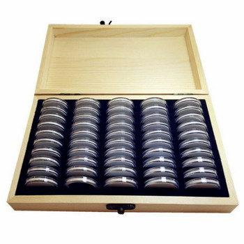 Регулируем калъф за събиране на антиоксиданти Кутия за съхранение на монети Домашен обикновен възпоменателен контейнер Дървени капсули за дисплей Универсални
