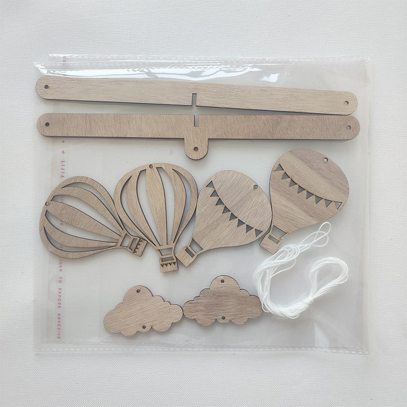 Bērnu istabas karstā gaisa balona kulons koka vēja zvans bērniem bērnu istabas dekorācijas sienas telts piekarināmie rotājumi sapņu ķērējs