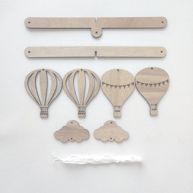 Bērnu istabas karstā gaisa balona kulons koka vēja zvans bērniem bērnu istabas dekorācijas sienas telts piekarināmie rotājumi sapņu ķērējs