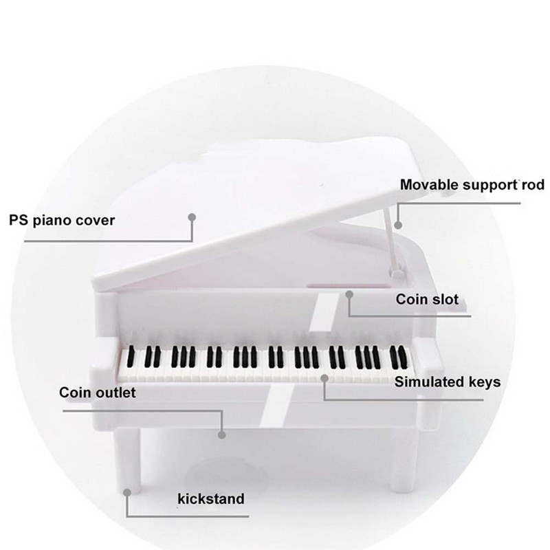 Radoša klavieru cūciņa banka Bērnu naudas kaste Mājas noformējums Bērniem Ziemassvētku dāvanas Klavieres formas Monētas Naudas taupīšanas kastītes Rotājumi