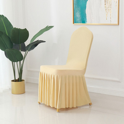 Vienkrāsains spandeksa krēslu pārvalki svārki kroku stila universāls krēsla pārvalks viesnīcas banketu ballīšu pasākuma kāzu dekorēšanai