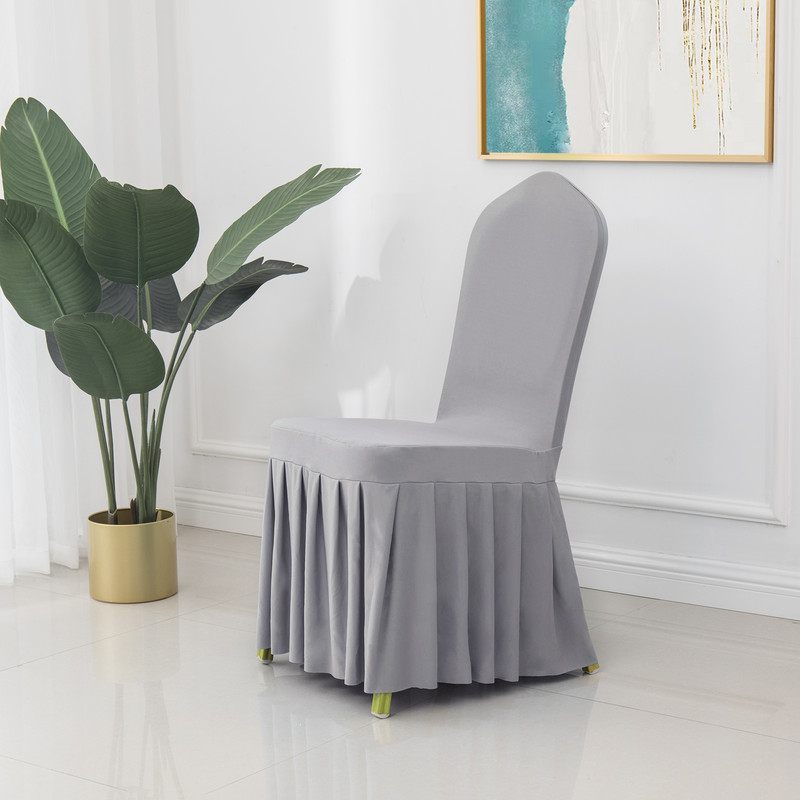 Vienkrāsains spandeksa krēslu pārvalki svārki kroku stila universāls krēsla pārvalks viesnīcas banketu ballīšu pasākuma kāzu dekorēšanai