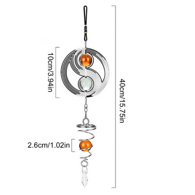 3D Taichi stila vēja griezējs nerūsējošais tērauds 360 grādos elegants, rotējošs vēja zvani, iekares, vēja griezējs, kinētisks mājas dekors