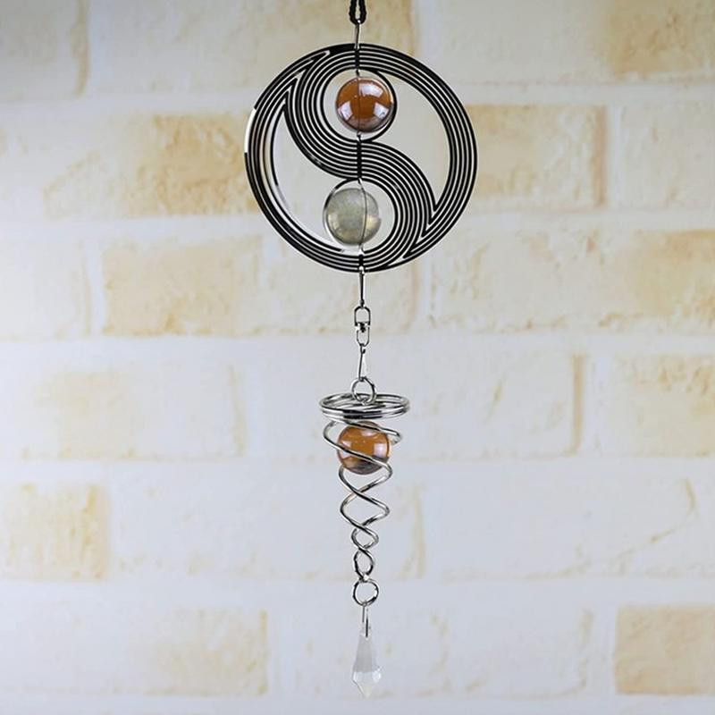 3D Taichi stila vēja griezējs nerūsējošais tērauds 360 grādos elegants, rotējošs vēja zvani, iekares, vēja griezējs, kinētisks mājas dekors