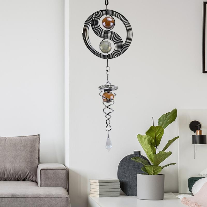 3D Taichi stila vēja griezējs nerūsējošais tērauds 360 grādos elegants, rotējošs vēja zvani, iekares, vēja griezējs, kinētisks mājas dekors