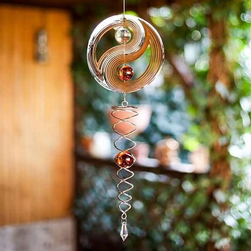 3D Taichi stila vēja griezējs nerūsējošais tērauds 360 grādos elegants, rotējošs vēja zvani, iekares, vēja griezējs, kinētisks mājas dekors