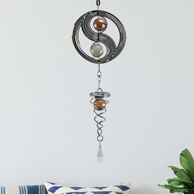 3D Taichi stila vēja griezējs nerūsējošais tērauds 360 grādos elegants, rotējošs vēja zvani, iekares, vēja griezējs, kinētisks mājas dekors