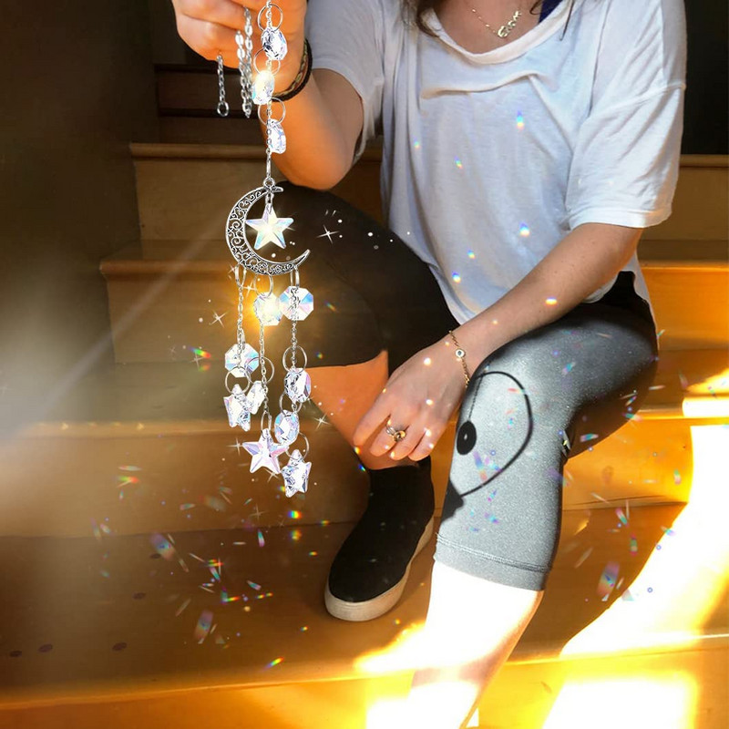 Kristály Életfa fogók Kristályok Golyós medál Szivárvány készítő Függő Napfogó Ablak Dísz Ablak Otthon Kert Dekoráció