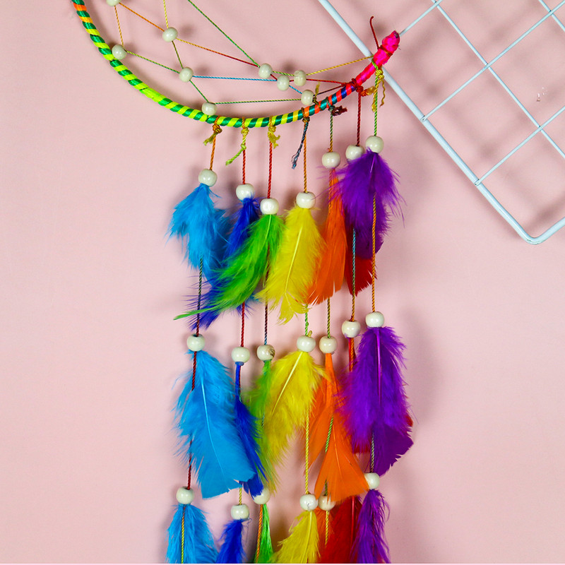 Musulmaņu islāms Ramadāna pusmēness mēness fāze Zvaigznes varavīksnes spalvas fāzēm pušķi Sapņu ķērējs Amulets talismans DIY sienas piekarināmais dekors