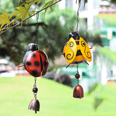 Bee Ladybug Design Wind Chime за стена, прозорец, врата, вятърна камбана, висящи орнаменти, реколта, домашна градина, камбанка, декорация, занаяти