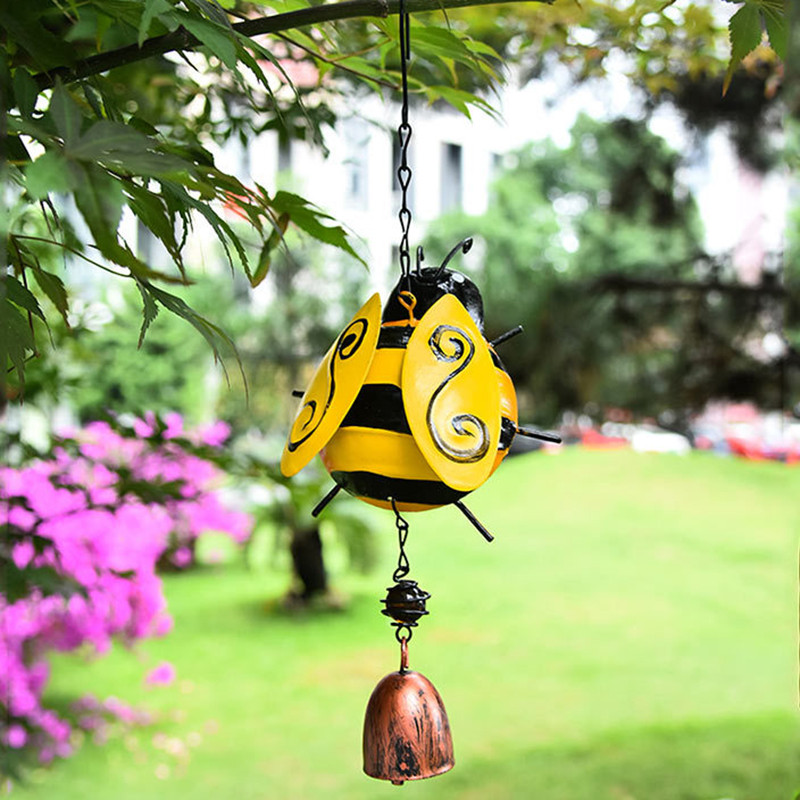 Bišu mārīte dizaina vēja zvans sienas logam durvīm vēja zvana piekārtiem rotājumiem Vintage mājas dārza Kampanulas dekorēšanas amatniecība