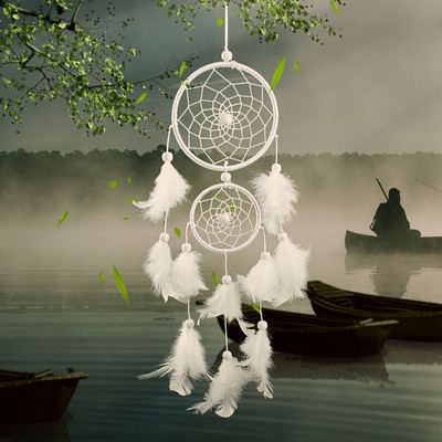 Dream Catcher Διακόσμηση δωματίου με φτερά ύφανση που αγγίζει τη γωνία των ονείρων Dreamcatcher Wind Chimes Ινδικό στυλ Θρησκευτική μασκότ