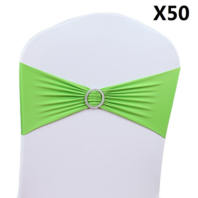 50PCS Scaun de nuntă Nod Panglică Decorativ Cerceve pentru Banchet Țară Acoperă Bretele Spate Floare Elastic Fundă Evenimente Organza