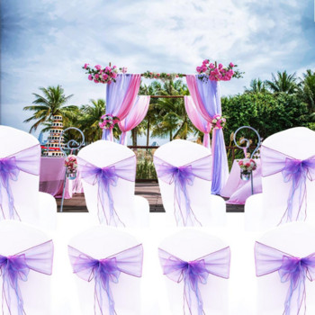25 Φύλλα καρέκλας PC Φιόγκος Κάλυμμα Στολισμός Γάμου Οργάντζα για Κάλυμμα Καρέκλας Κόμποι Μπάντες πάρτι Διακοσμήσεις καρέκλας εκδηλώσεων για πάρτι 18cmx275cm