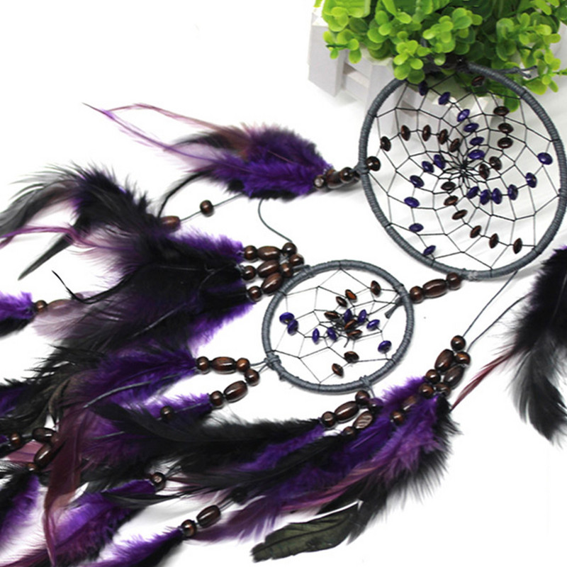 Μωβ Dream Catchers Feather Crafts Wind Chimes Χειροποίητο Ονειροπαγίδα για επιτοίχια διακόσμηση σπιτιού