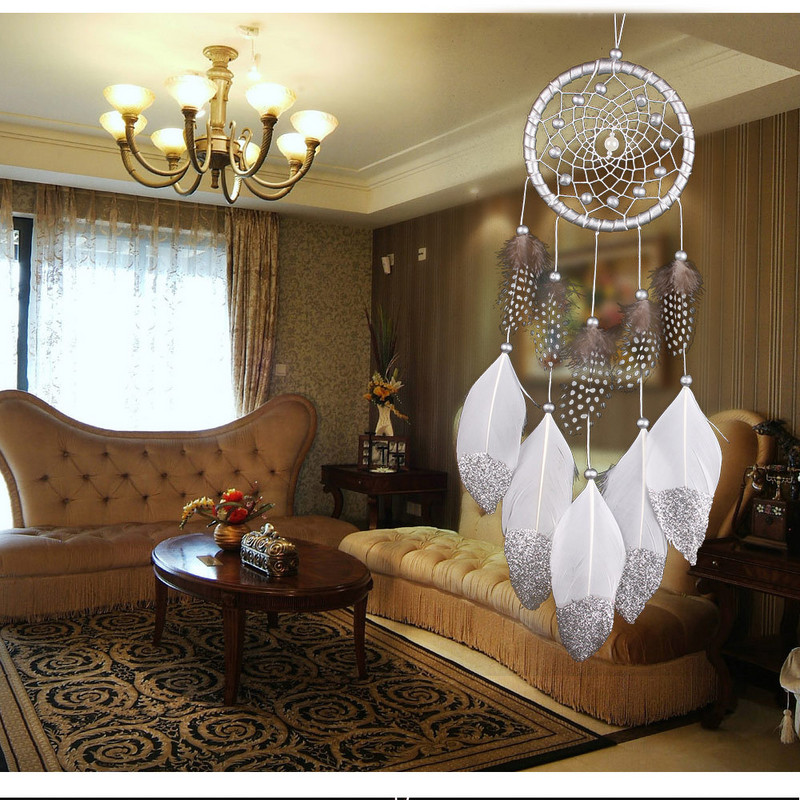 Μωβ Dream Catchers Feather Crafts Wind Chimes Χειροποίητο Ονειροπαγίδα για επιτοίχια διακόσμηση σπιτιού