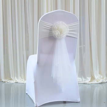 Висококачествен 1 бр сватбен стол лък органза стол крило цвете калъф за стол възел за банкетно събитие рожден ден украса