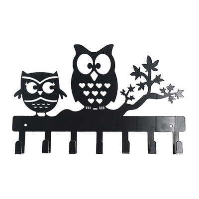 Sienas atslēgu turētājs kaltas dzelzs āķi plaukts vintage pūces atslēgas āķis sienas stiprinājums mājas dekorēšanai Dekoratīvs atslēgu pakaramais ar 7 āķiem