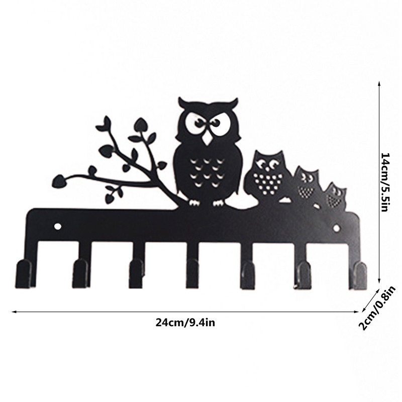 Sienas atslēgu turētājs kaltas dzelzs āķi plaukts vintage pūces atslēgas āķis sienas stiprinājums mājas dekorēšanai Dekoratīvs atslēgu pakaramais ar 7 āķiem