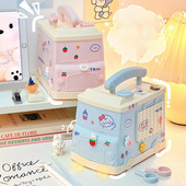 Kawaii bērnu cūciņa banka multfilmas automašīnas forma lielas ietilpības plastmasas burvīga naudas kaste ar slēdzeni Ziemassvētku Jaungada dāvana